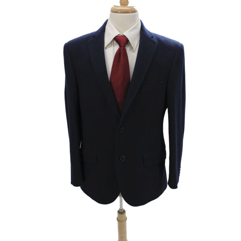 Etro Mens Blue Wool Blazer Button Solid Classic Fall Size L